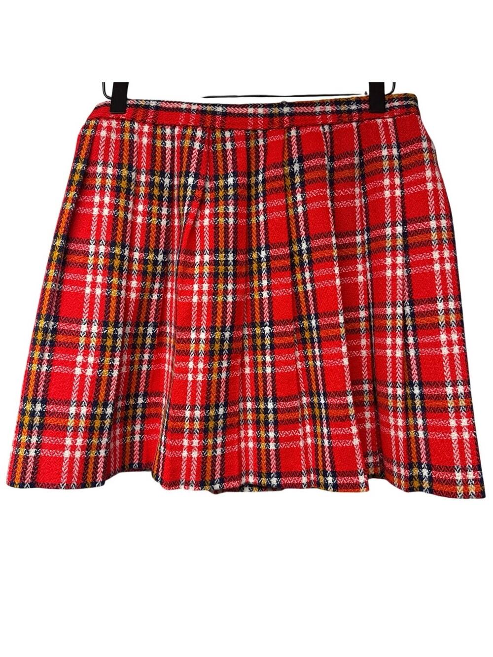 Vintage Sears Growing Girls Size 12 Red Plaid Pleated Skirt Womens Small 28”